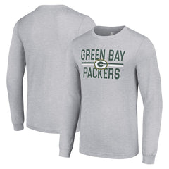 Green Bay Packers Starter Team Mesh Print Graphic Long Sleeve T-Shirt - Heather Gray - NFL