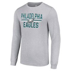 Philadelphia Eagles Starter Team Mesh Print Graphic Long Sleeve T-Shirt - Heather Gray - NFL