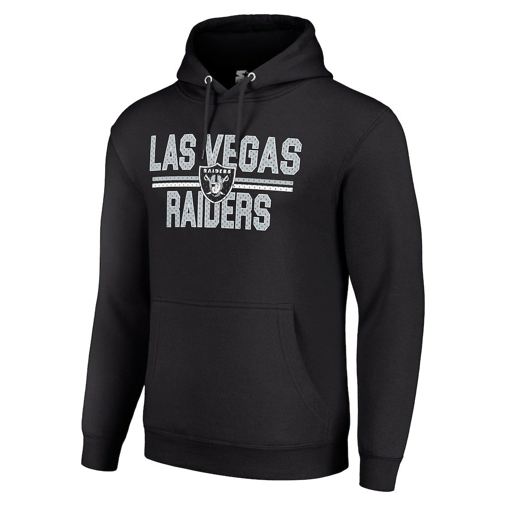 Las Vegas Raiders Starter Unisex Team Mesh Print Graphic Tri-Blend Pullover Hoodie - Black - NFL