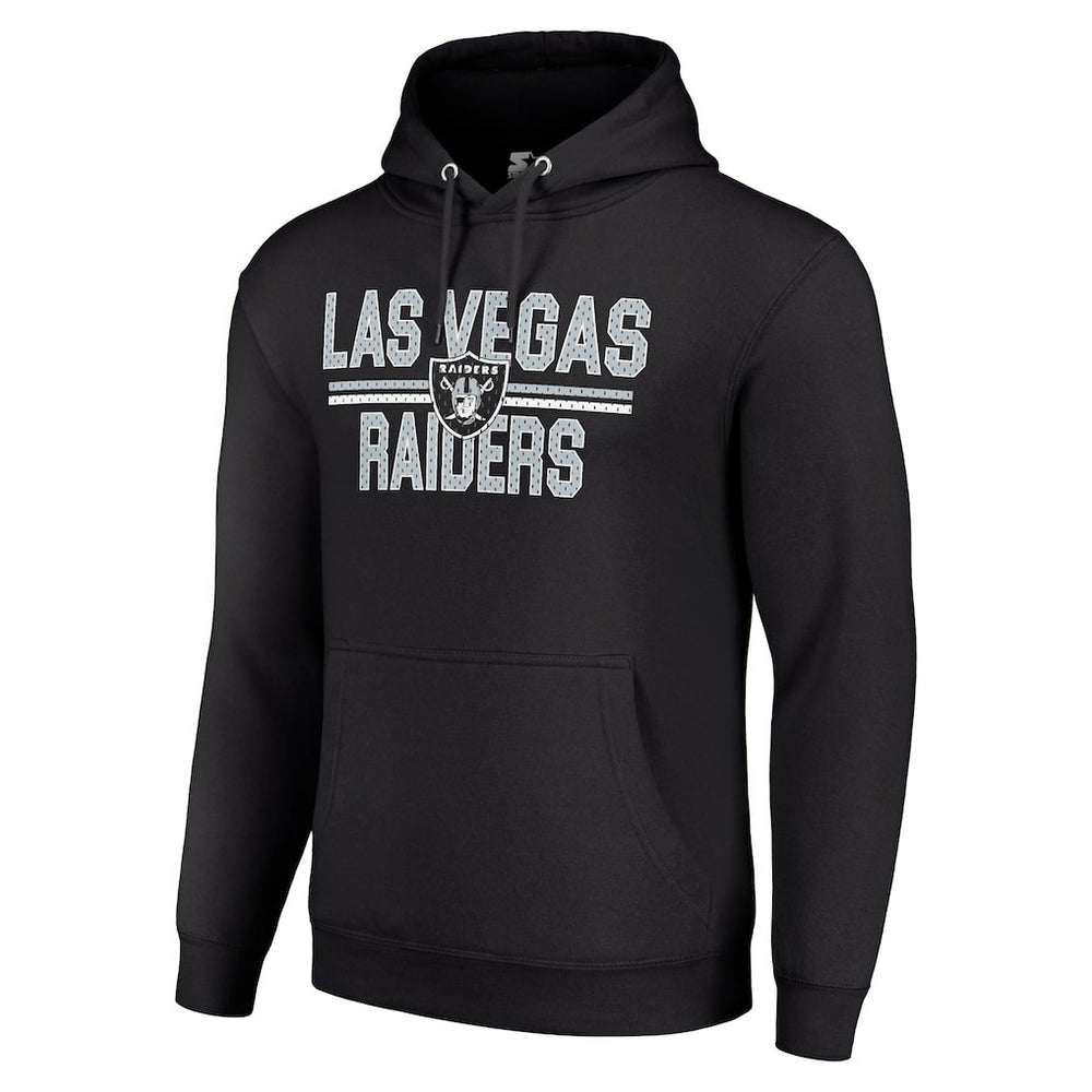 Las Vegas Raiders Starter Unisex Team Mesh Print Graphic Tri-Blend Pullover Hoodie - Black - NFL