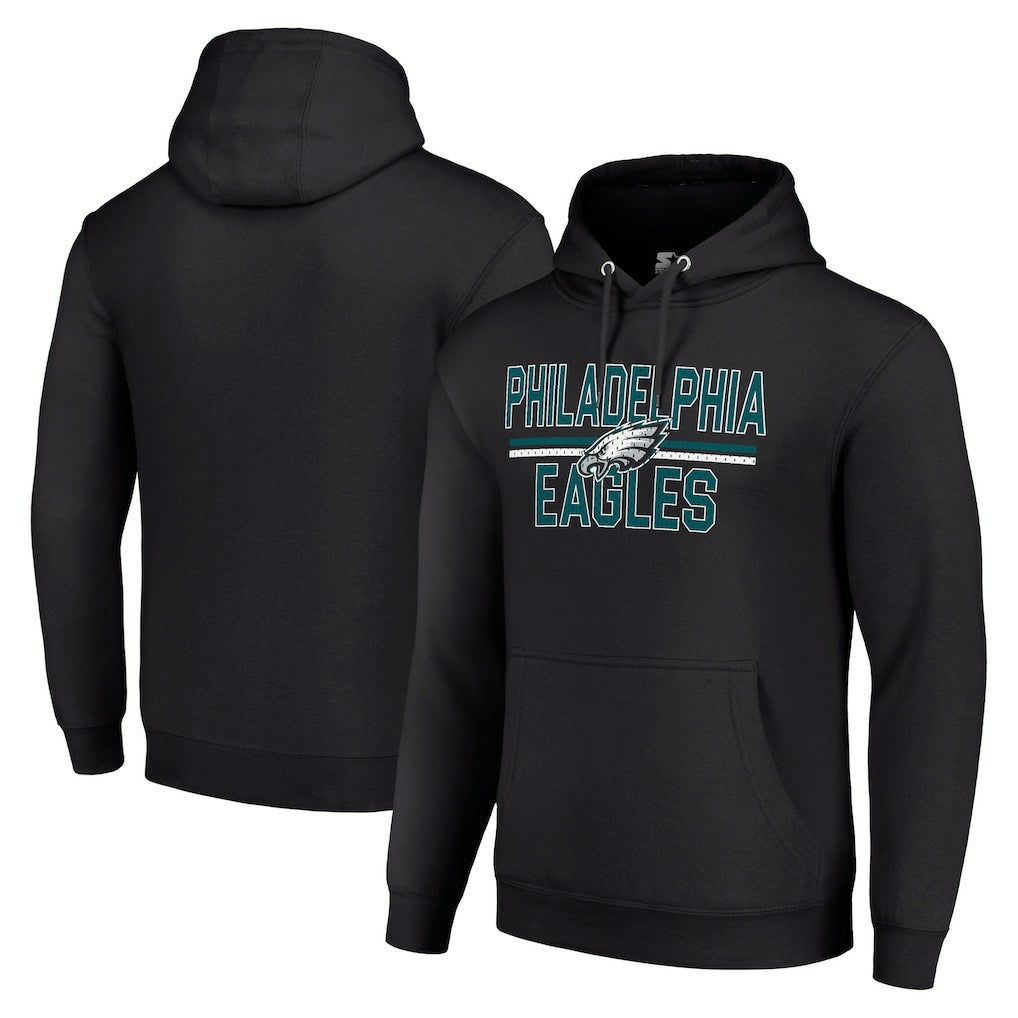 Philadelphia Eagles Starter Unisex Team Mesh Print Graphic Tri-Blend Pullover Hoodie - Black - NFL