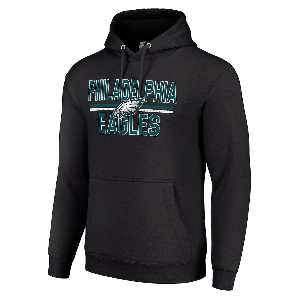 Philadelphia Eagles Starter Unisex Team Mesh Print Graphic Tri-Blend Pullover Hoodie - Black - NFL