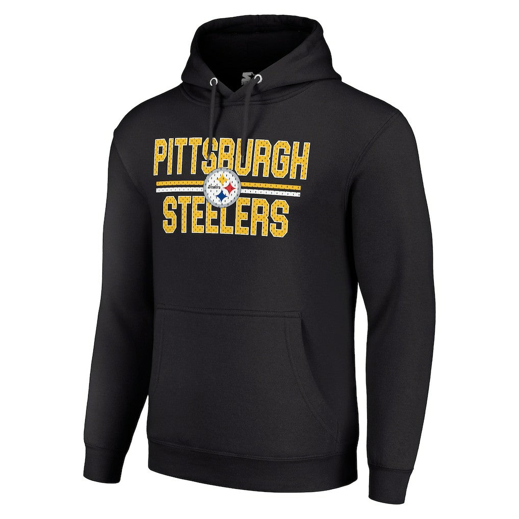 Pittsburgh Steelers Starter Unisex Team Mesh Print Graphic Tri-Blend Pullover Hoodie - Black - NFL