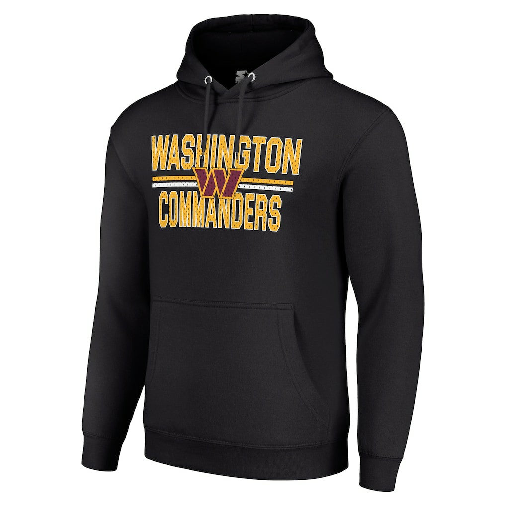 Washington Commanders Starter Unisex Team Mesh Print Graphic Tri-Blend Pullover Hoodie - Black - NFL