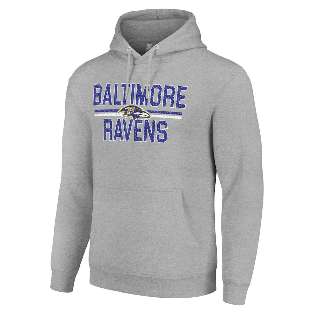 Baltimore Ravens Starter Unisex Team Mesh Print Graphic Tri-Blend Pullover Hoodie - Heather Gray - NFL
