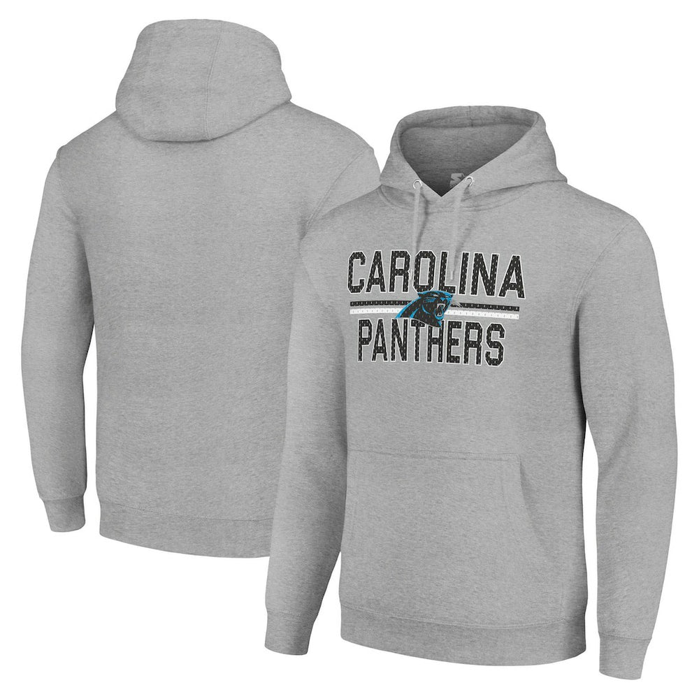 Carolina Panthers Starter Unisex Team Mesh Print Graphic Tri-Blend Pullover Hoodie - Heather Gray - NFL