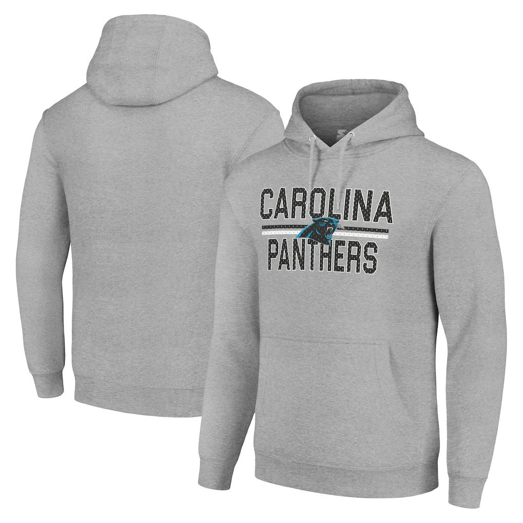 Carolina Panthers Starter Unisex Team Mesh Print Graphic Tri-Blend Pullover Hoodie - Heather Gray - NFL