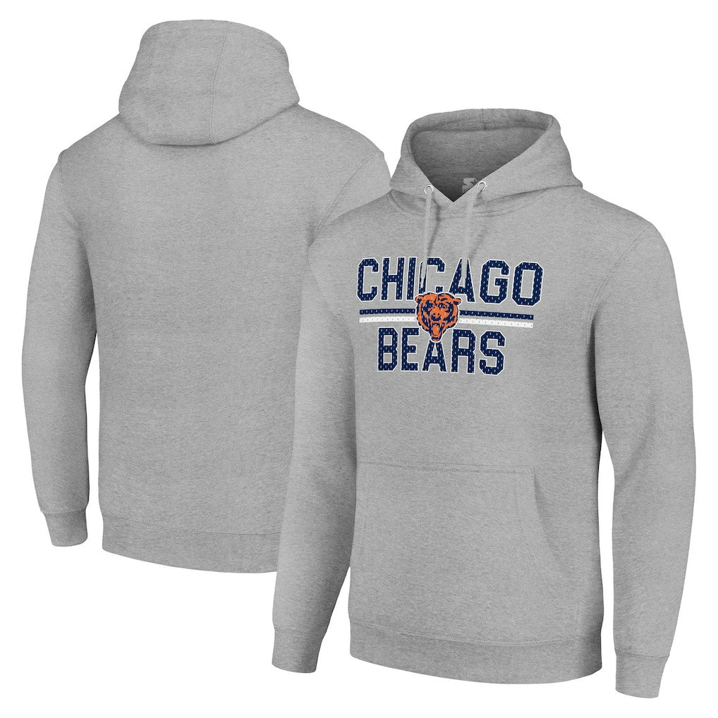 Chicago Bears Starter Unisex Team Mesh Print Graphic Tri-Blend Pullover Hoodie - Heather Gray - NFL