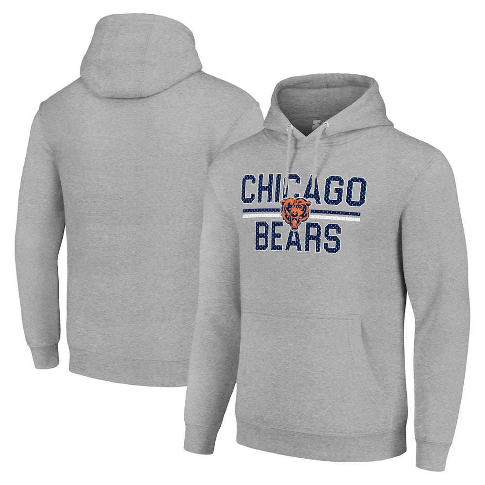 Chicago Bears Starter Unisex Team Mesh Print Graphic Tri-Blend Pullover Hoodie - Heather Gray - NFL