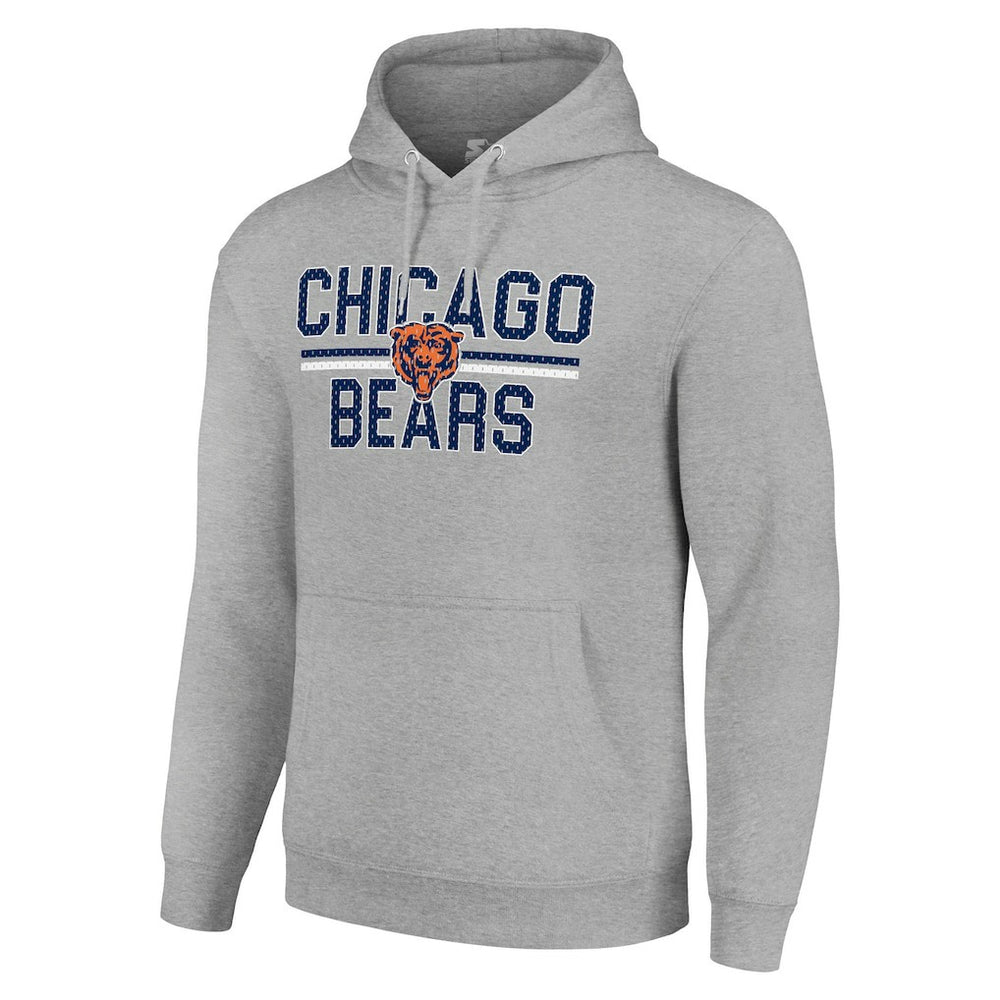 Chicago Bears Starter Unisex Team Mesh Print Graphic Tri-Blend Pullover Hoodie - Heather Gray - NFL
