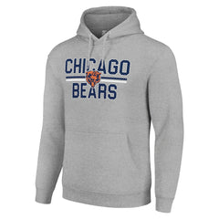 Chicago Bears Starter Unisex Team Mesh Print Graphic Tri-Blend Pullover Hoodie - Heather Gray - NFL