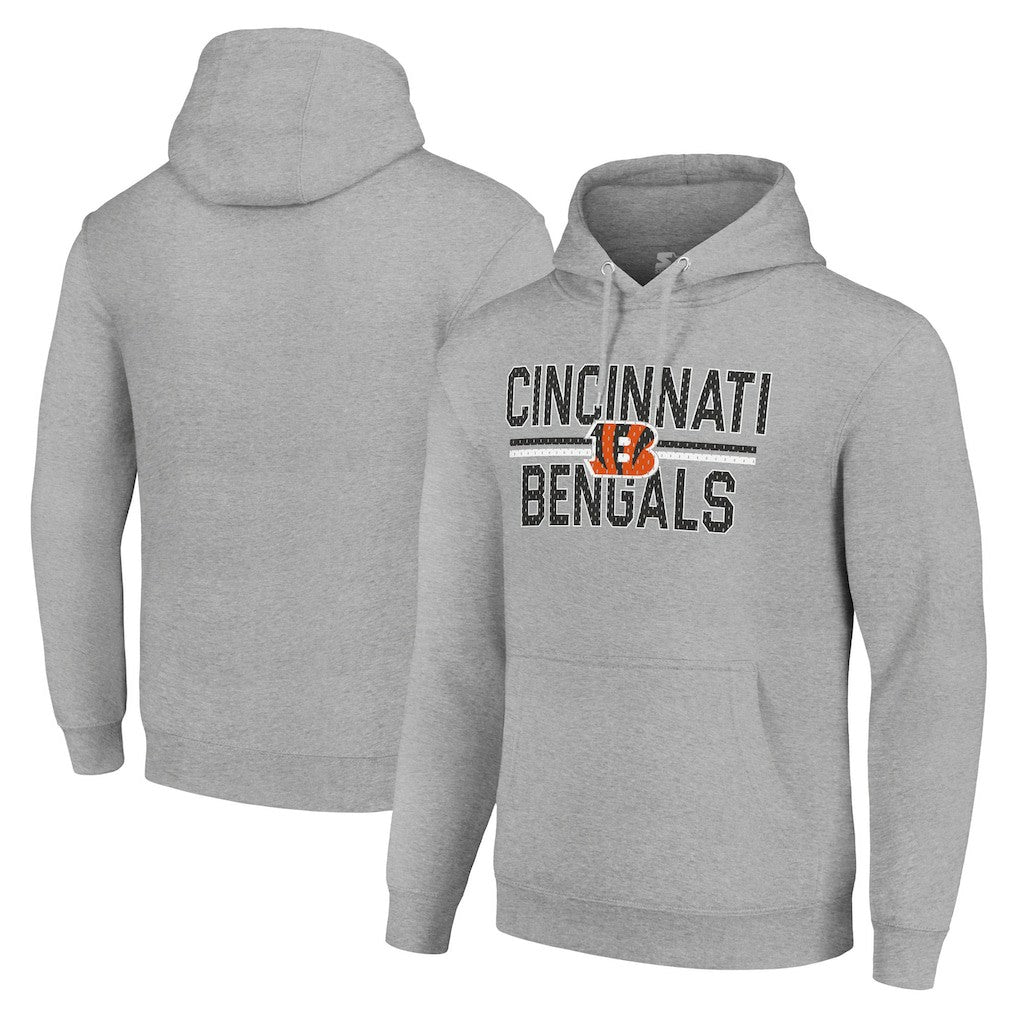 Cincinnati Bengals Starter Unisex Team Mesh Print Graphic Tri-Blend Pullover Hoodie - Heather Gray - NFL