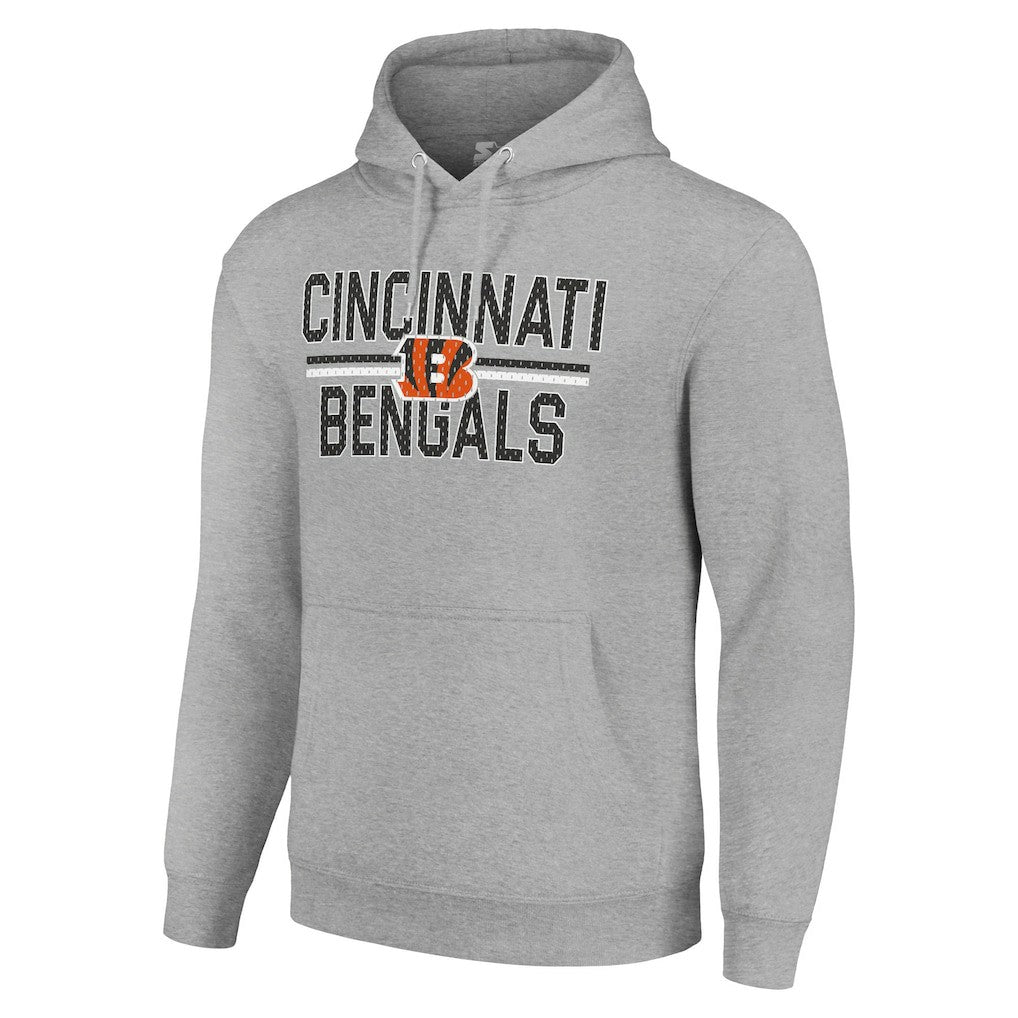 Cincinnati Bengals Starter Unisex Team Mesh Print Graphic Tri-Blend Pullover Hoodie - Heather Gray - NFL