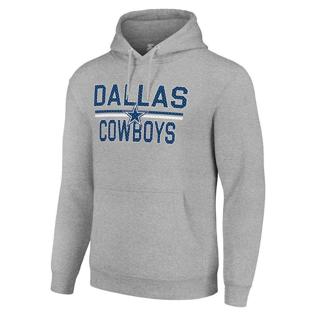 Dallas Cowboys Starter Unisex Team Mesh Print Graphic Tri-Blend Pullover Hoodie - Heather Gray - NFL