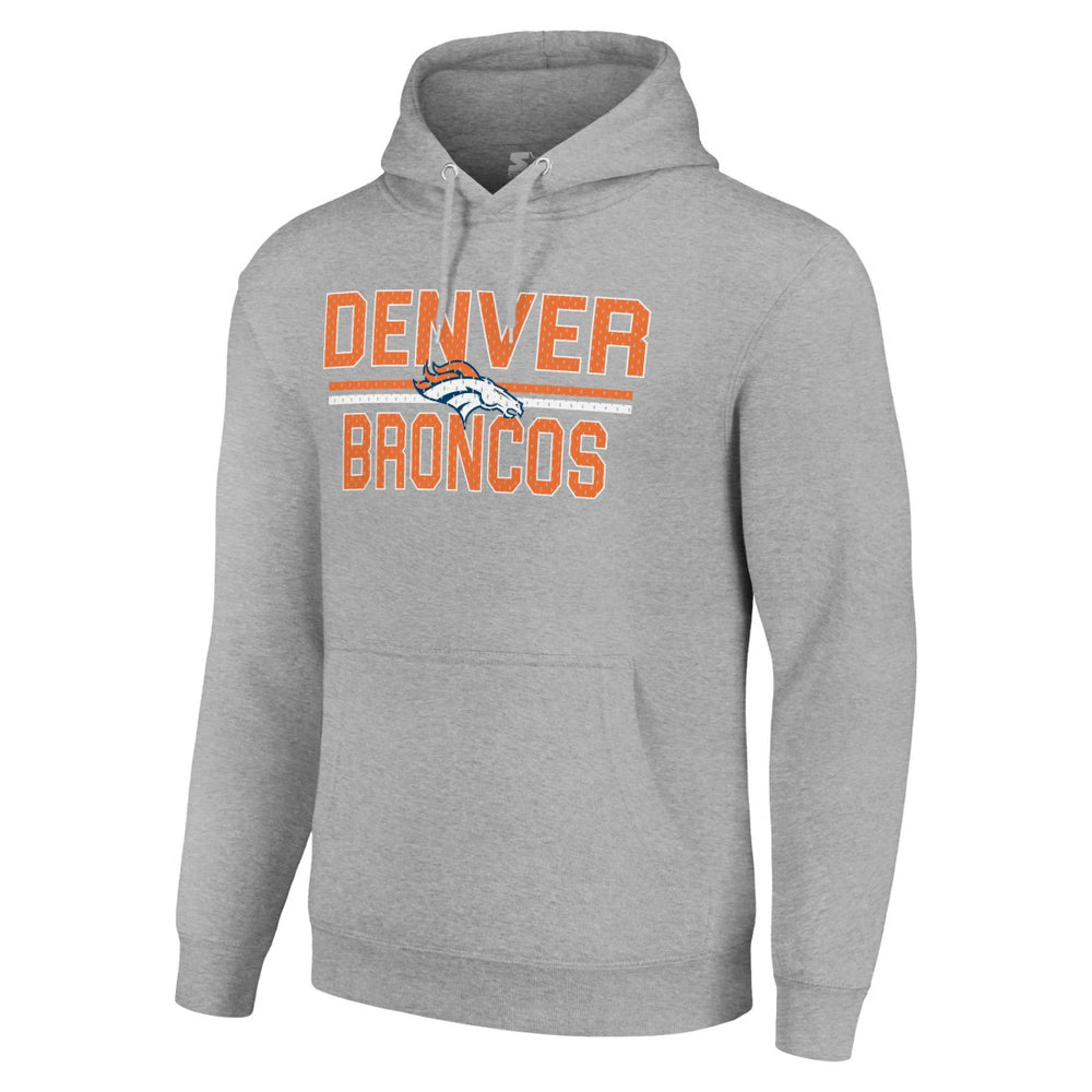 Denver Broncos Starter Unisex Team Mesh Print Graphic Tri-Blend Pullover Hoodie - Heather Gray - NFL