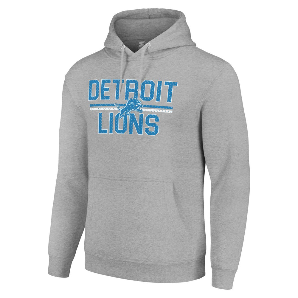 Detroit Lions Starter Unisex Team Mesh Print Graphic Tri-Blend Pullover Hoodie - Heather Gray - NFL