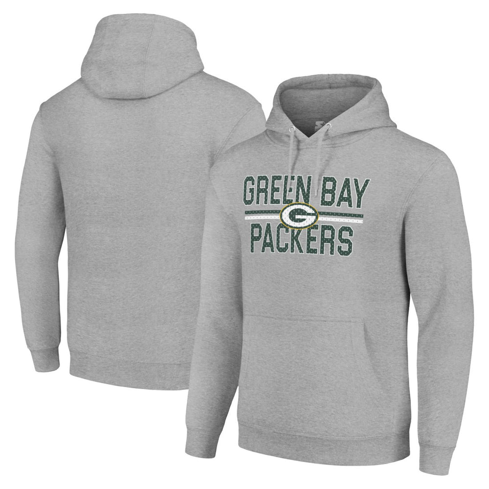Green Bay Packers Starter Unisex Team Mesh Print Graphic Tri-Blend Pullover Hoodie - Heather Gray - NFL