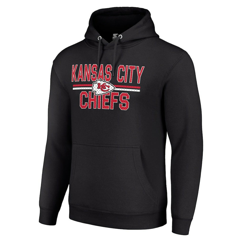 Kansas City Chiefs Starter Unisex Team Mesh Print Graphic Tri-Blend Pullover Hoodie - Black - NFL
