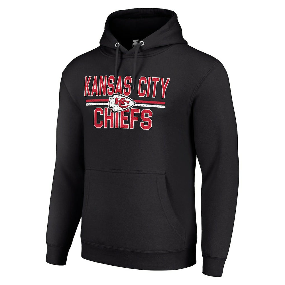 Kansas City Chiefs Starter Unisex Team Mesh Print Graphic Tri-Blend Pullover Hoodie - Black - NFL