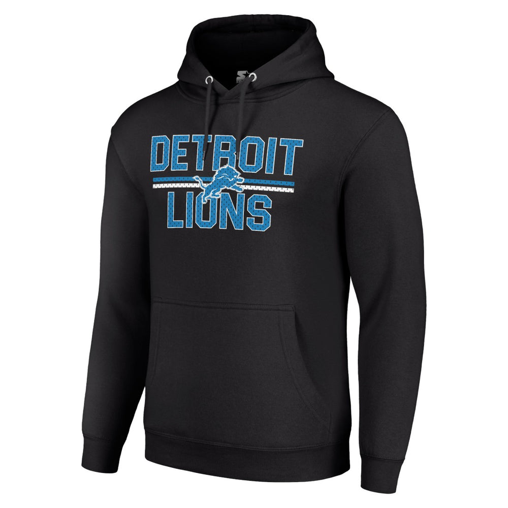 Detroit Lions Starter Unisex Team Mesh Print Graphic Tri-Blend Pullover Hoodie - Black - NFL