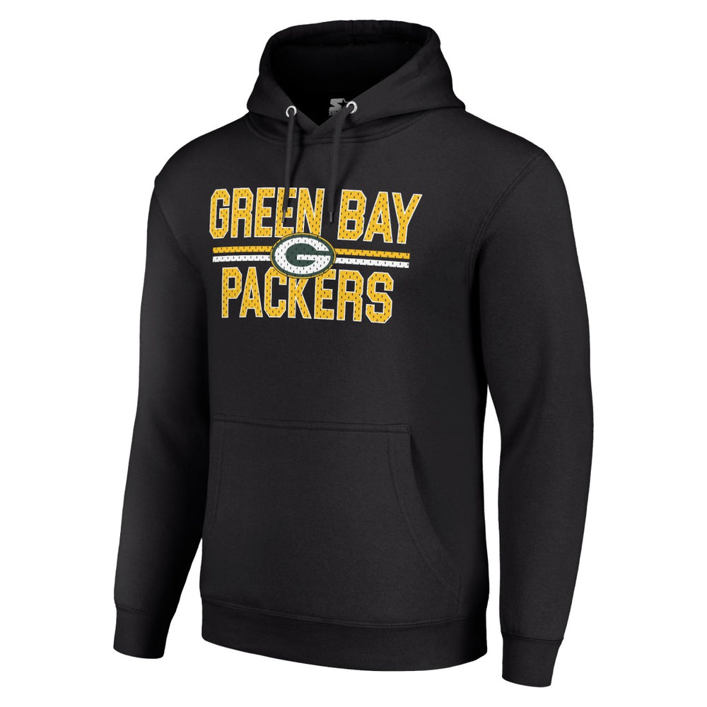 Green Bay Packers Starter Unisex Team Mesh Print Graphic Tri-Blend Pullover Hoodie - Black - NFL