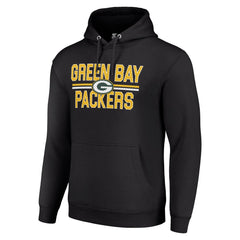 Green Bay Packers Starter Unisex Team Mesh Print Graphic Tri-Blend Pullover Hoodie - Black - NFL