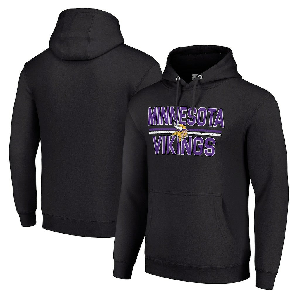 Minnesota Vikings Starter Unisex Team Mesh Print Graphic Tri-Blend Pullover Hoodie - Black - NFL