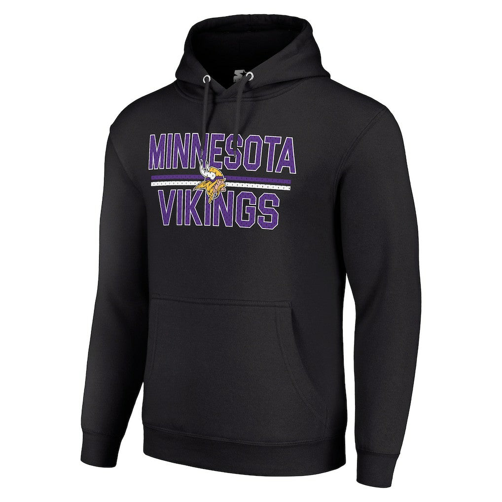 Minnesota Vikings Starter Unisex Team Mesh Print Graphic Tri-Blend Pullover Hoodie - Black - NFL