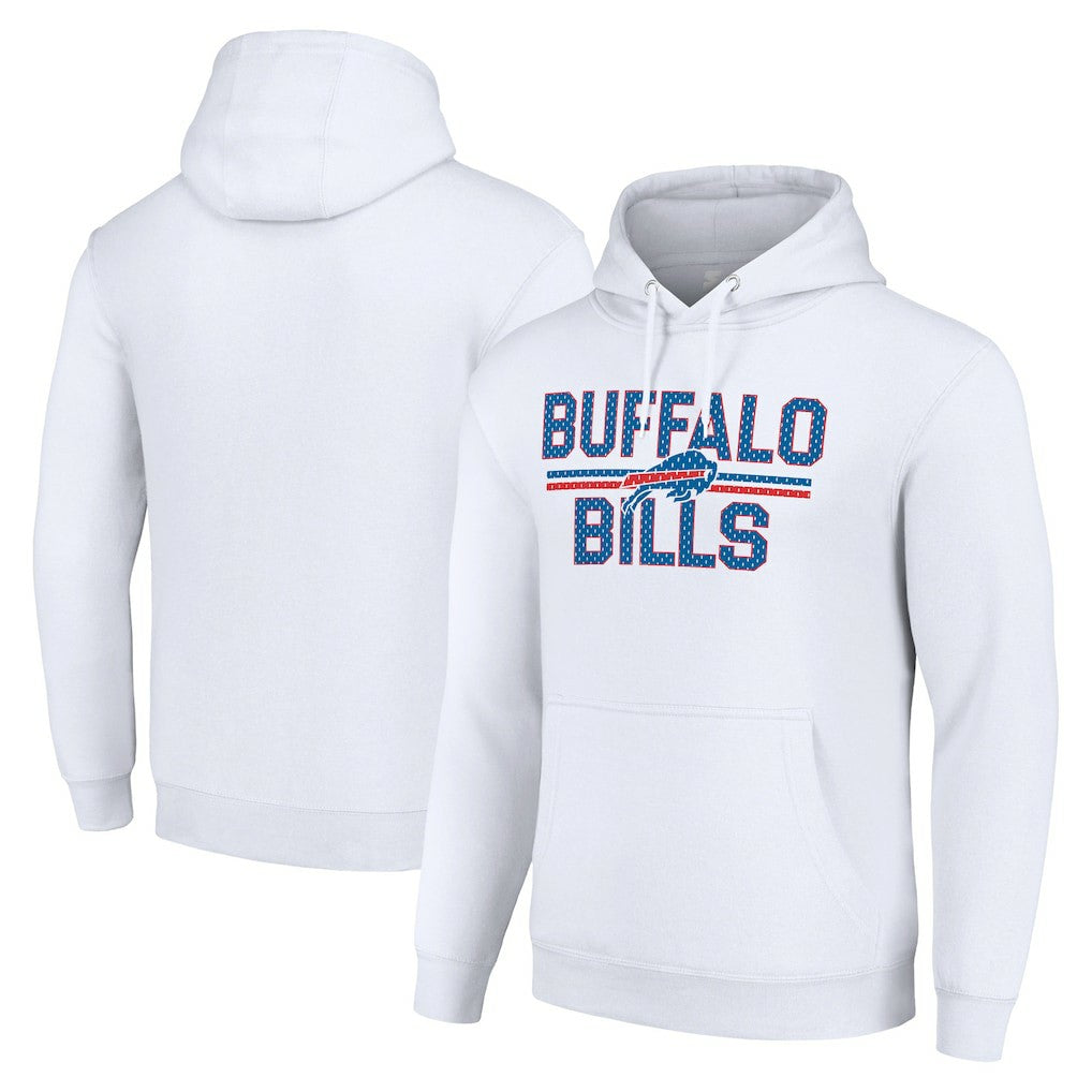 Buffalo Bills Starter Unisex Team Mesh Print Graphic Tri-Blend Pullover Hoodie - White - NFL