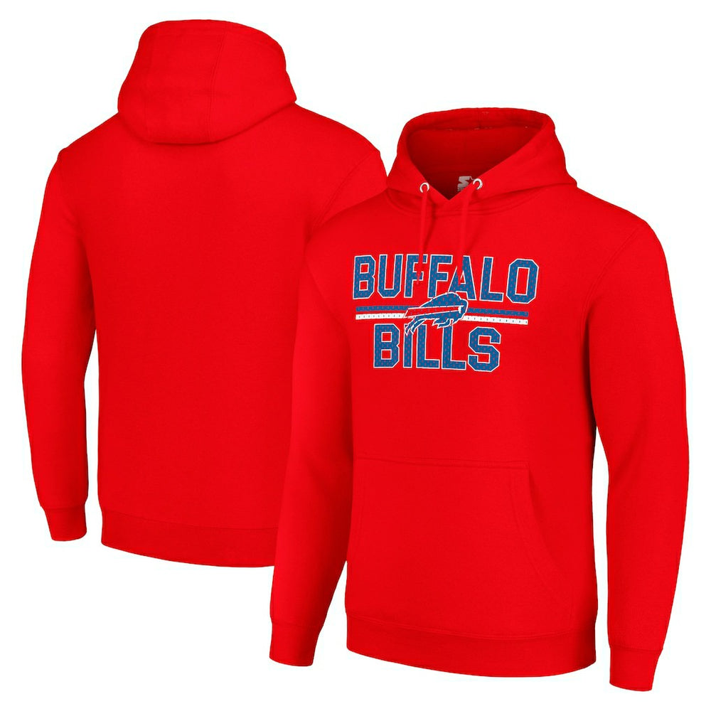 Buffalo Bills Starter Unisex Team Mesh Print Graphic Tri-Blend Pullover Hoodie - Red - NFL