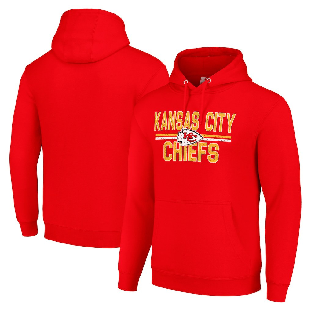 Kansas City Chiefs Starter Unisex Team Mesh Print Graphic Tri-Blend Pullover Hoodie - Red - NFL