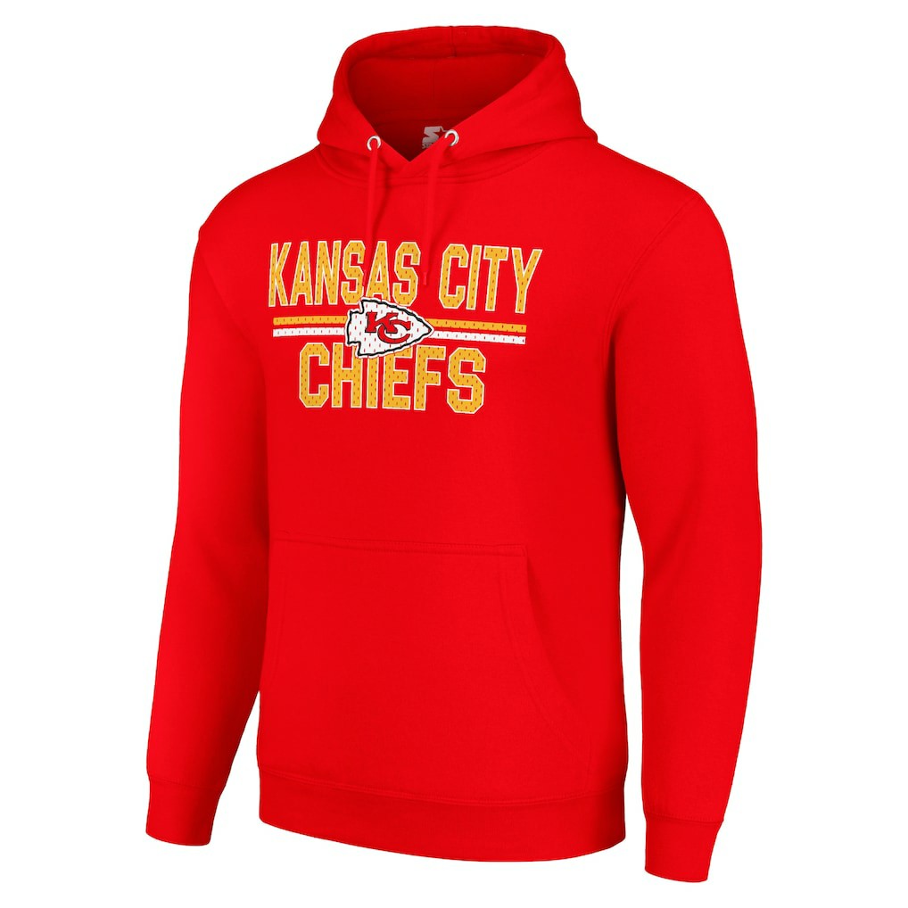 Kansas City Chiefs Starter Unisex Team Mesh Print Graphic Tri-Blend Pullover Hoodie - Red - NFL