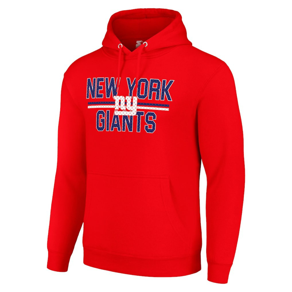 New York Giants Starter Unisex Team Mesh Print Graphic Tri-Blend Pullover Hoodie - Red - NFL