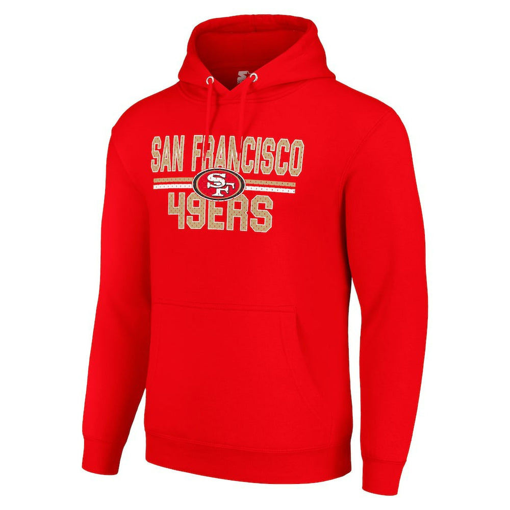 San Francisco 49ers Starter Unisex Team Mesh Print Graphic Tri-Blend Pullover Hoodie - Scarlet - NFL