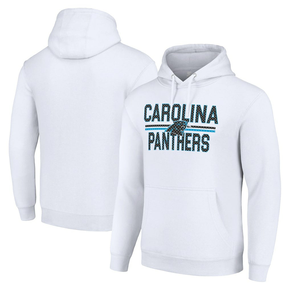 Carolina Panthers Starter Unisex Team Mesh Print Graphic Tri-Blend Pullover Hoodie - White - NFL