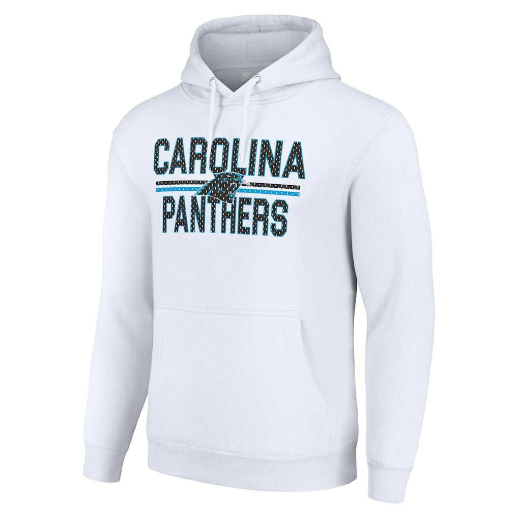 Carolina Panthers Starter Unisex Team Mesh Print Graphic Tri-Blend Pullover Hoodie - White - NFL