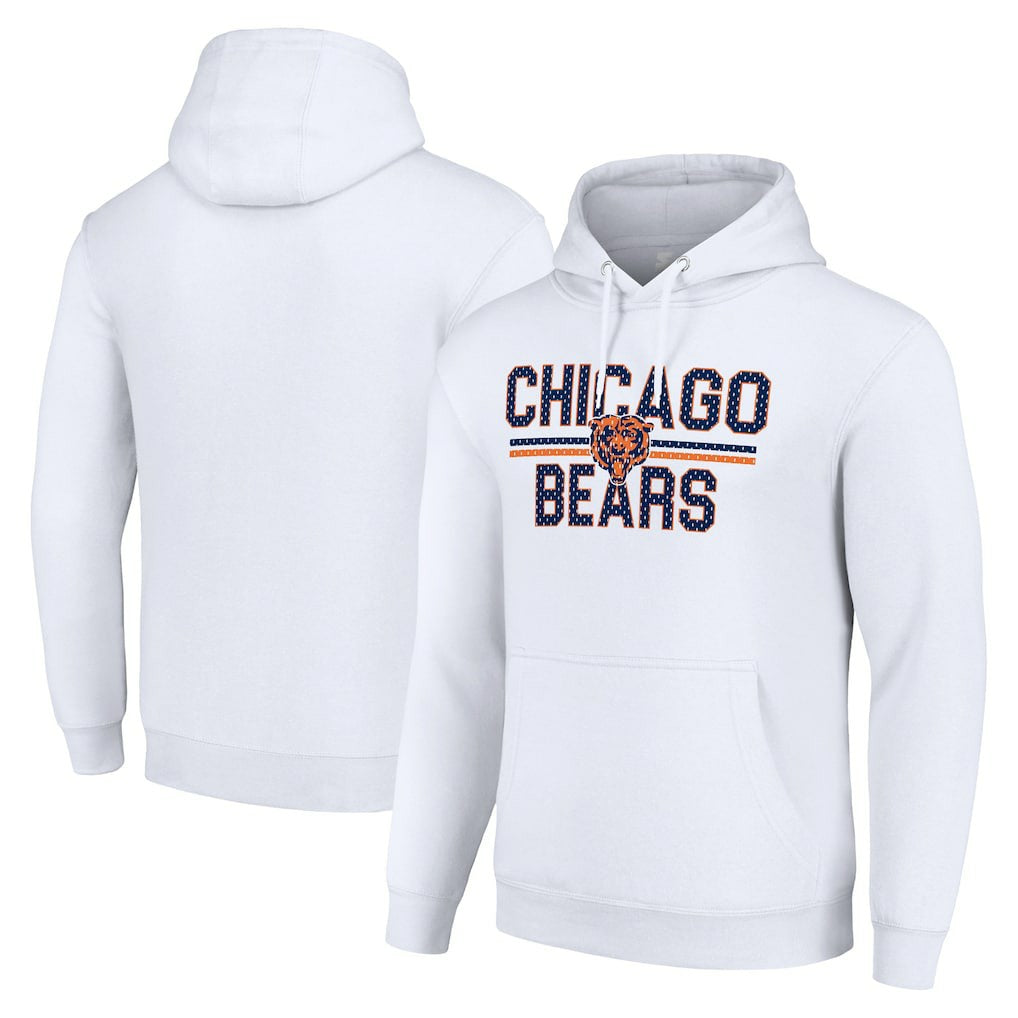 Chicago Bears Starter Unisex Team Mesh Print Graphic Tri-Blend Pullover Hoodie - White - NFL