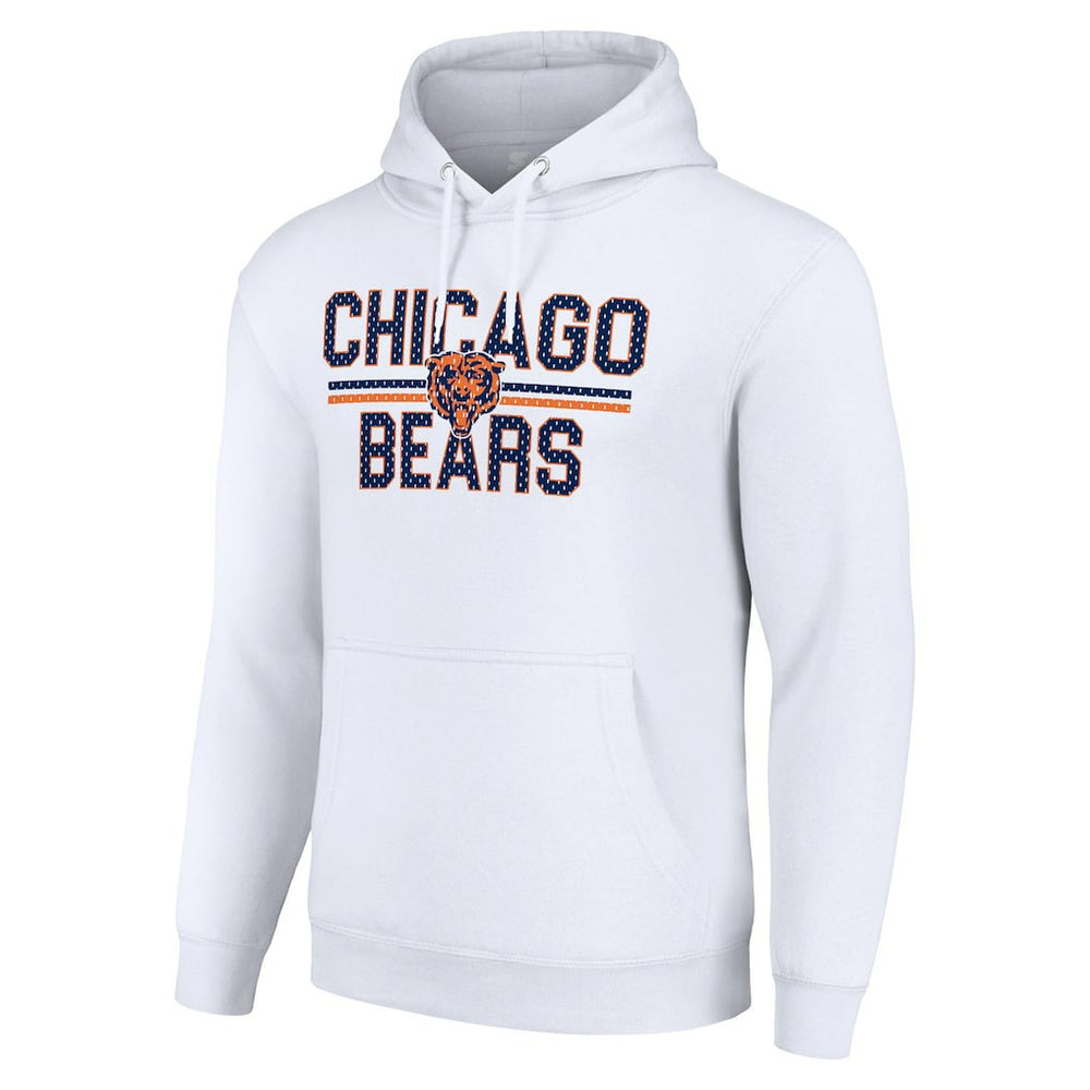 Chicago Bears Starter Unisex Team Mesh Print Graphic Tri-Blend Pullover Hoodie - White - NFL