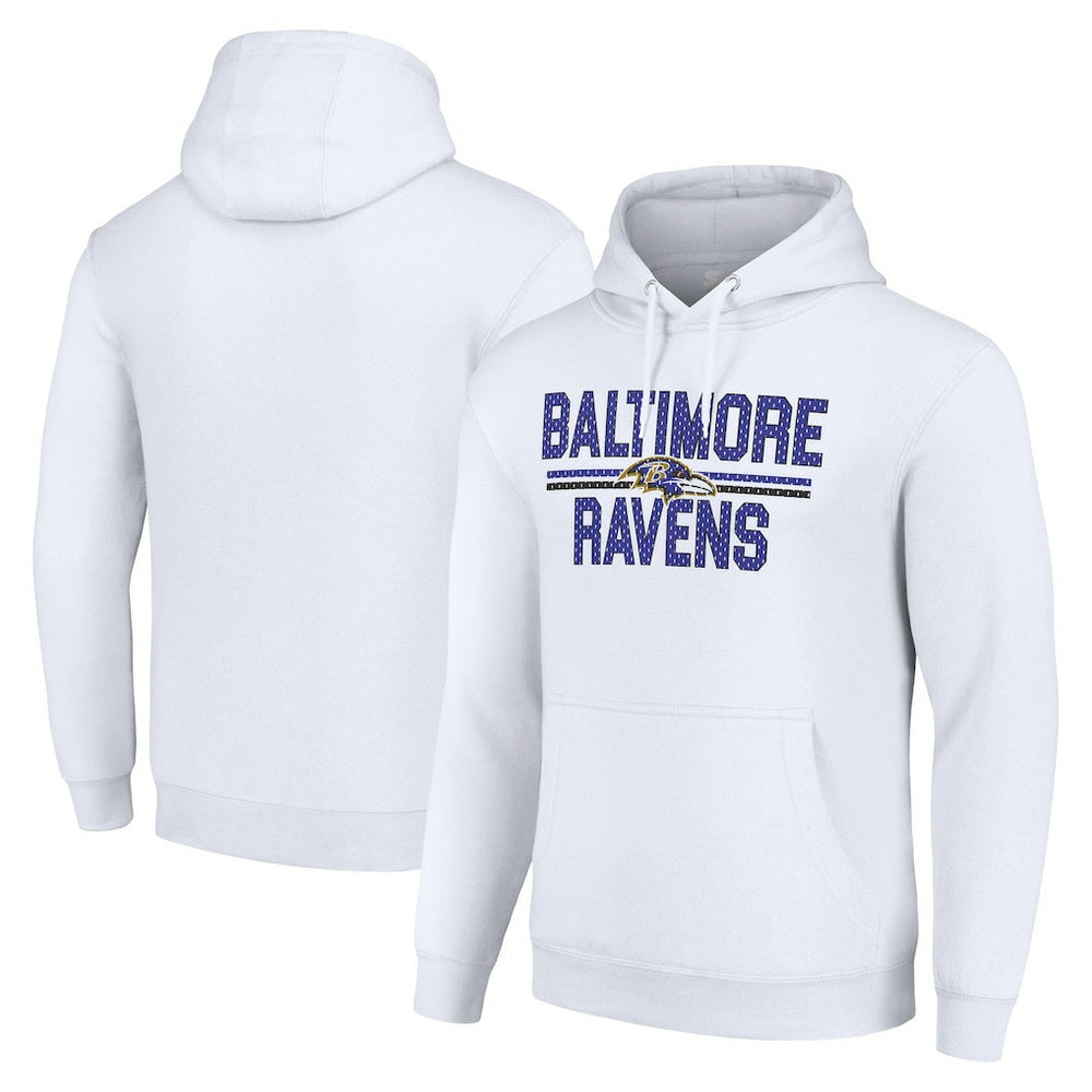 Baltimore Ravens Starter Unisex Team Mesh Print Graphic Tri-Blend Pullover Hoodie - White - NFL