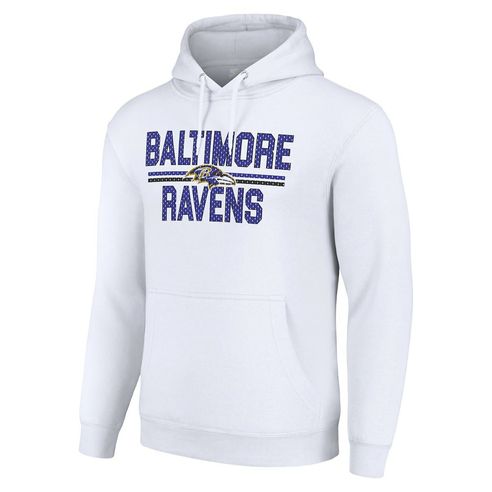 Baltimore Ravens Starter Unisex Team Mesh Print Graphic Tri-Blend Pullover Hoodie - White - NFL