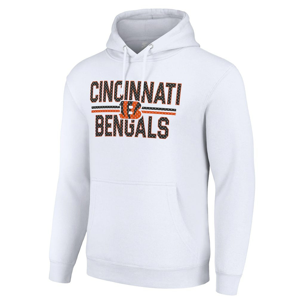Cincinnati Bengals Starter Unisex Team Mesh Print Graphic Tri-Blend Pullover Hoodie - White - NFL