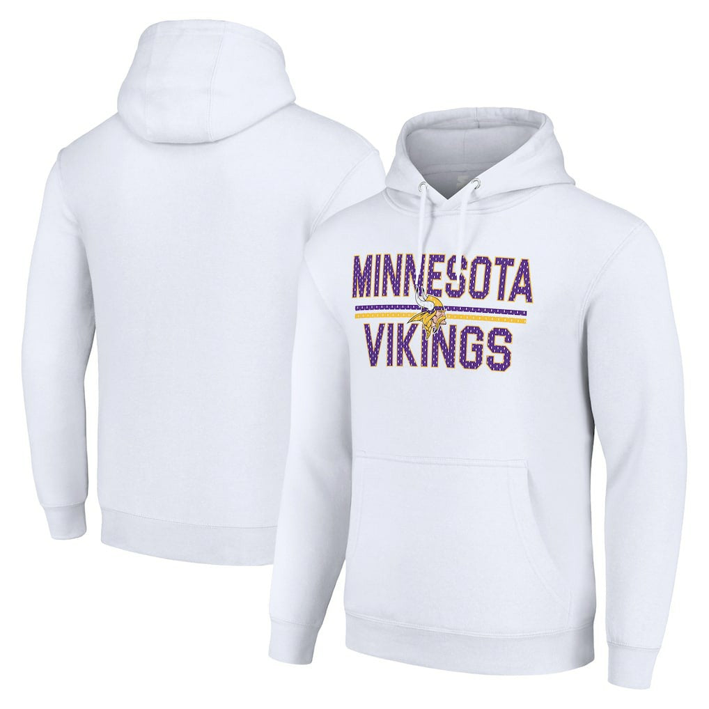 Minnesota Vikings Starter Unisex Team Mesh Print Graphic Tri-Blend Pullover Hoodie - White - NFL