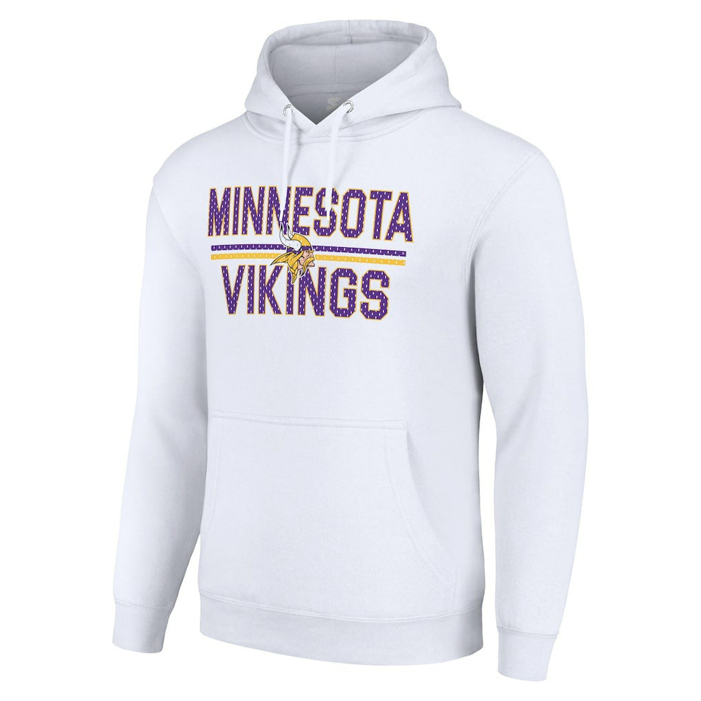 Minnesota Vikings Starter Unisex Team Mesh Print Graphic Tri-Blend Pullover Hoodie - White - NFL