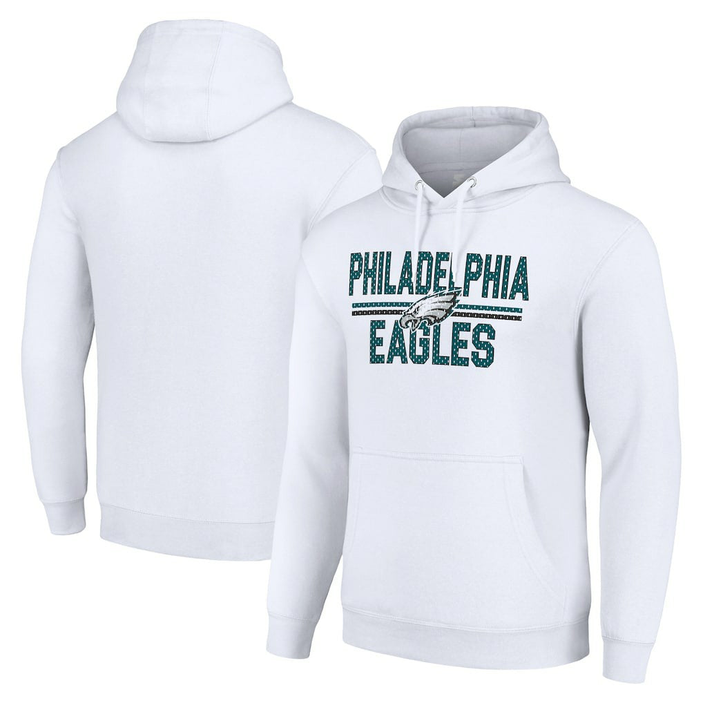 Philadelphia Eagles Starter Unisex Team Mesh Print Graphic Tri-Blend Pullover Hoodie - White - NFL