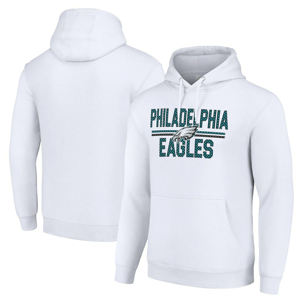 Philadelphia Eagles Starter Unisex Team Mesh Print Graphic Tri-Blend Pullover Hoodie - White - NFL