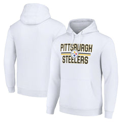 Pittsburgh Steelers Starter Unisex Team Mesh Print Graphic Tri-Blend Pullover Hoodie - White - NFL