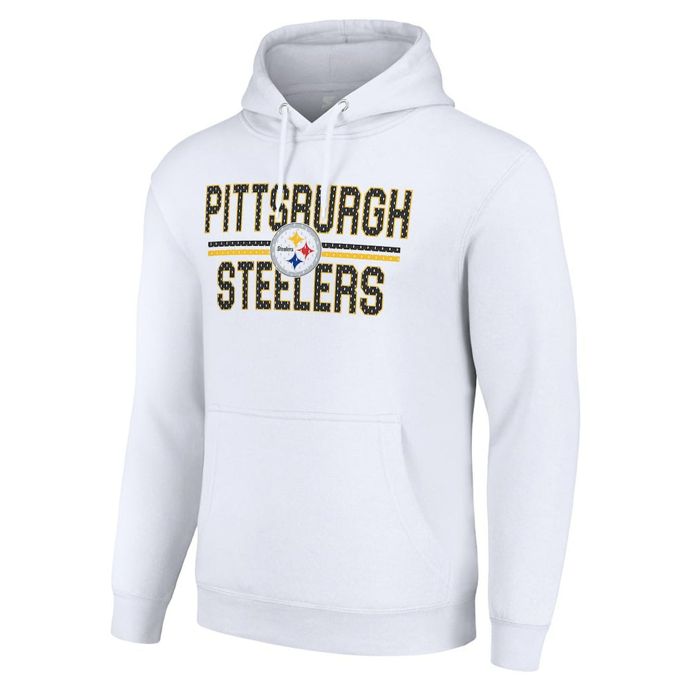 Pittsburgh Steelers Starter Unisex Team Mesh Print Graphic Tri-Blend Pullover Hoodie - White - NFL