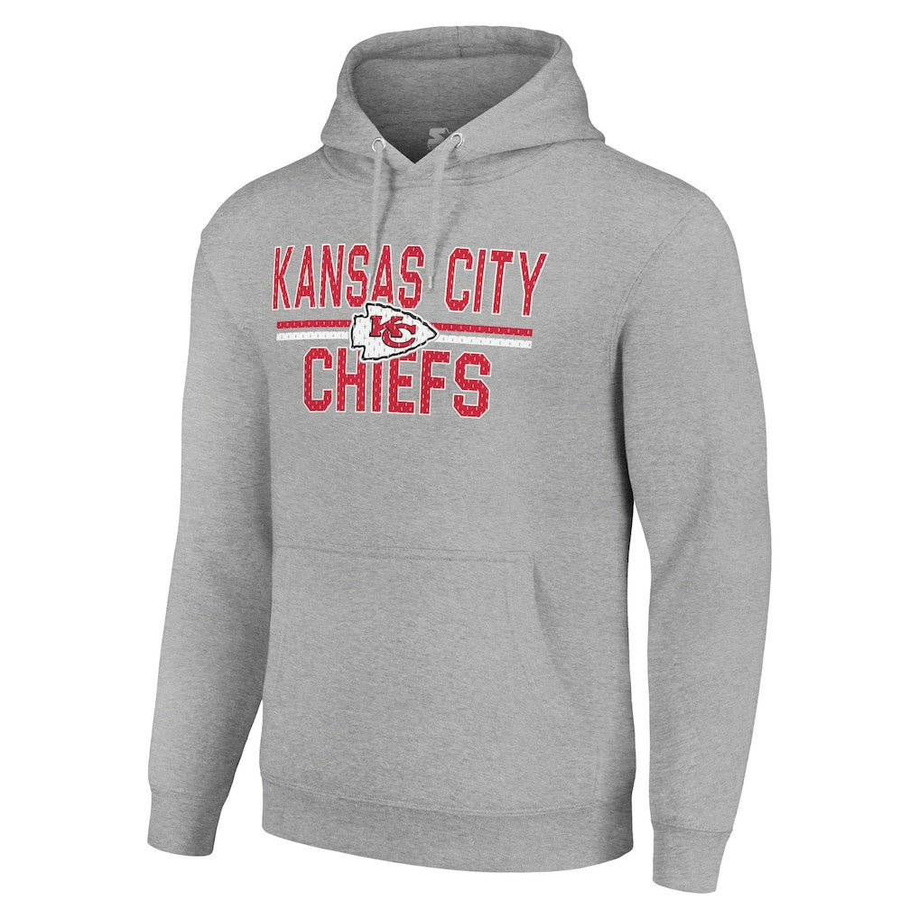 Kansas City Chiefs Starter Unisex Team Mesh Print Graphic Tri-Blend Pullover Hoodie - Heather Gray - NFL