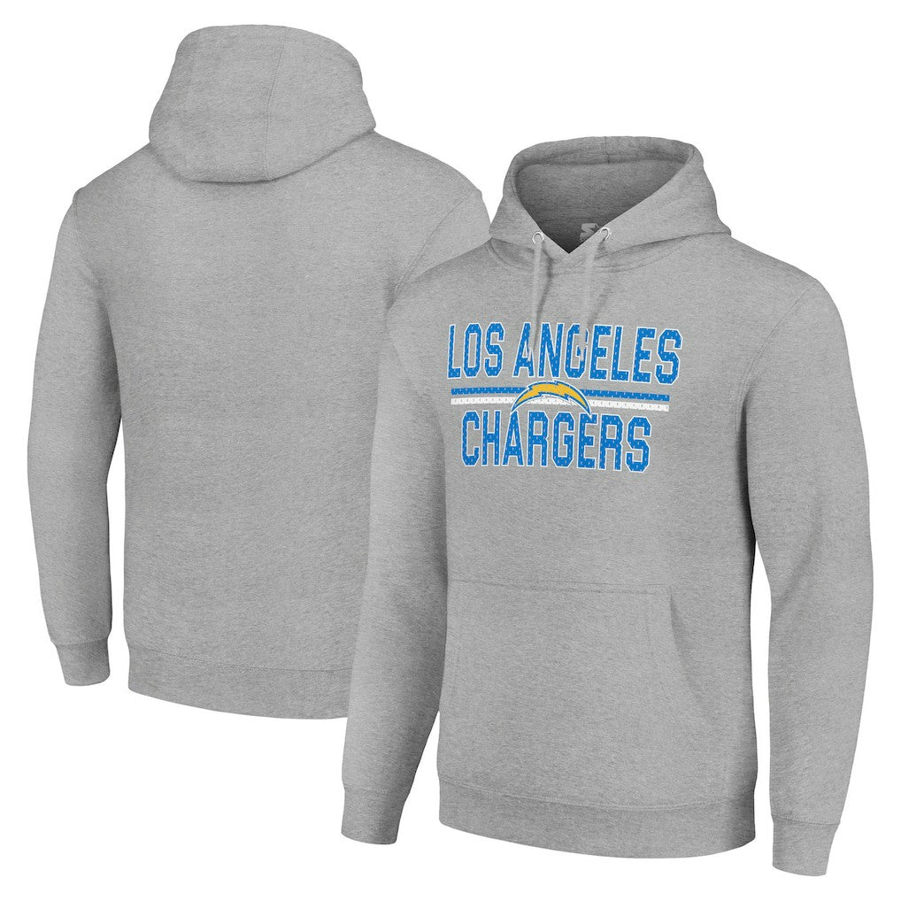 Los Angeles Chargers Starter Unisex Team Mesh Print Graphic Tri-Blend Pullover Hoodie - Heather Gray - NFL