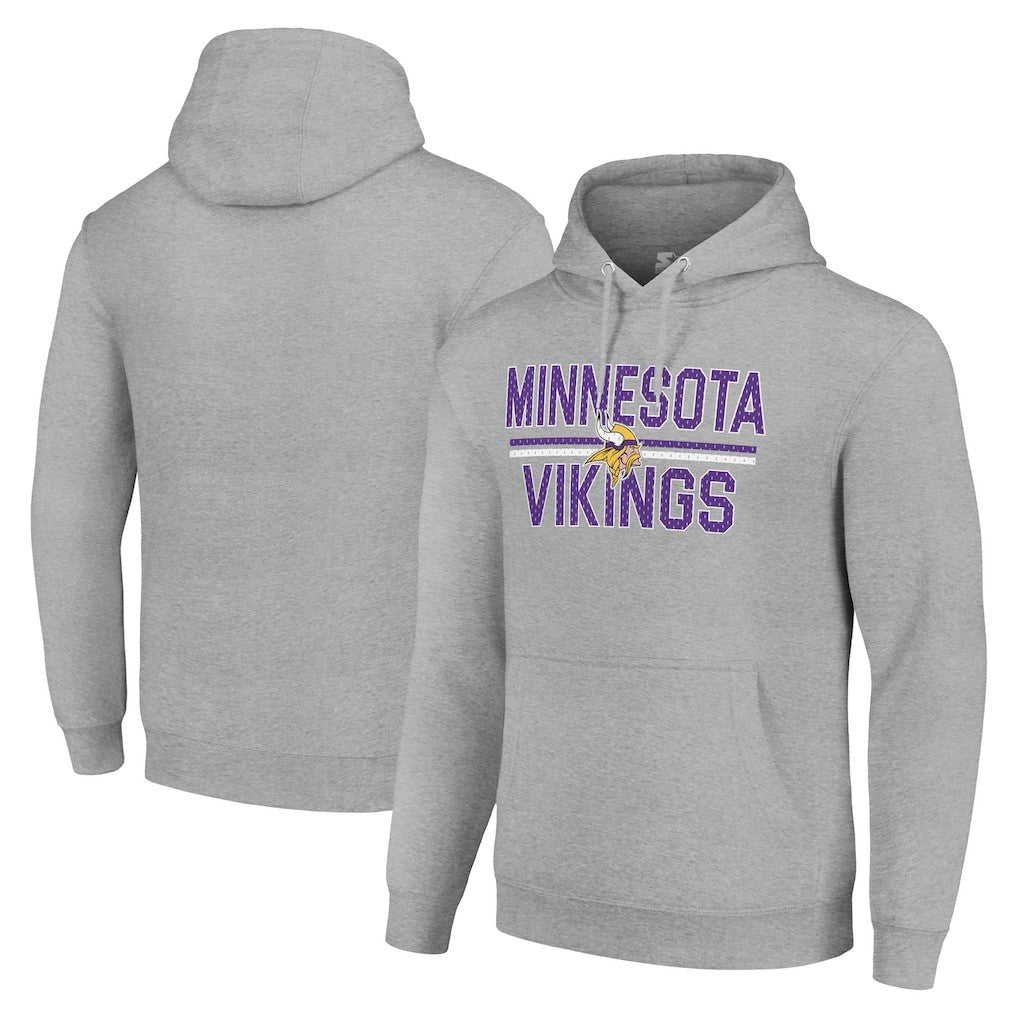 Minnesota Vikings Starter Unisex Team Mesh Print Graphic Tri-Blend Pullover Hoodie - Heather Gray - NFL